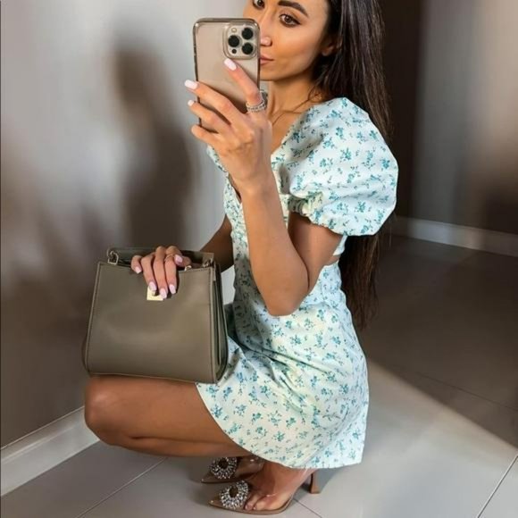 ZARA FLORAL CUT OUT DRESS - Picture 4 of 13